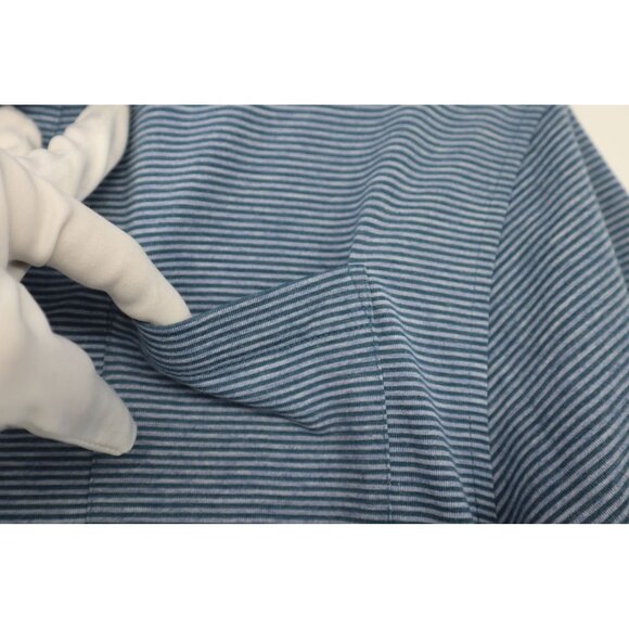 Footjoy Mens Striped Polo Golf Shirt Medium Blue Dri release Cotton Blend - Picture 7 of 10